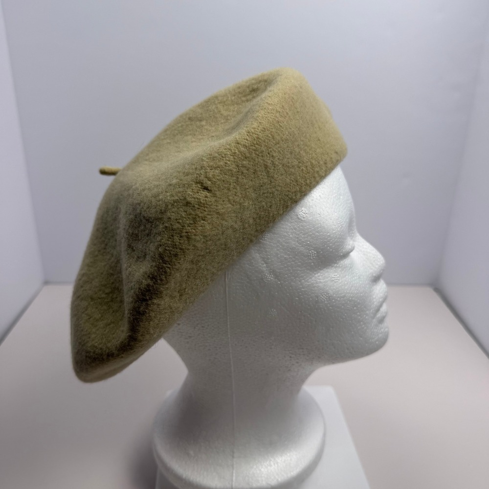 Beret Basque Vintage Parisian Minimalist Womens Beret Tan Wool